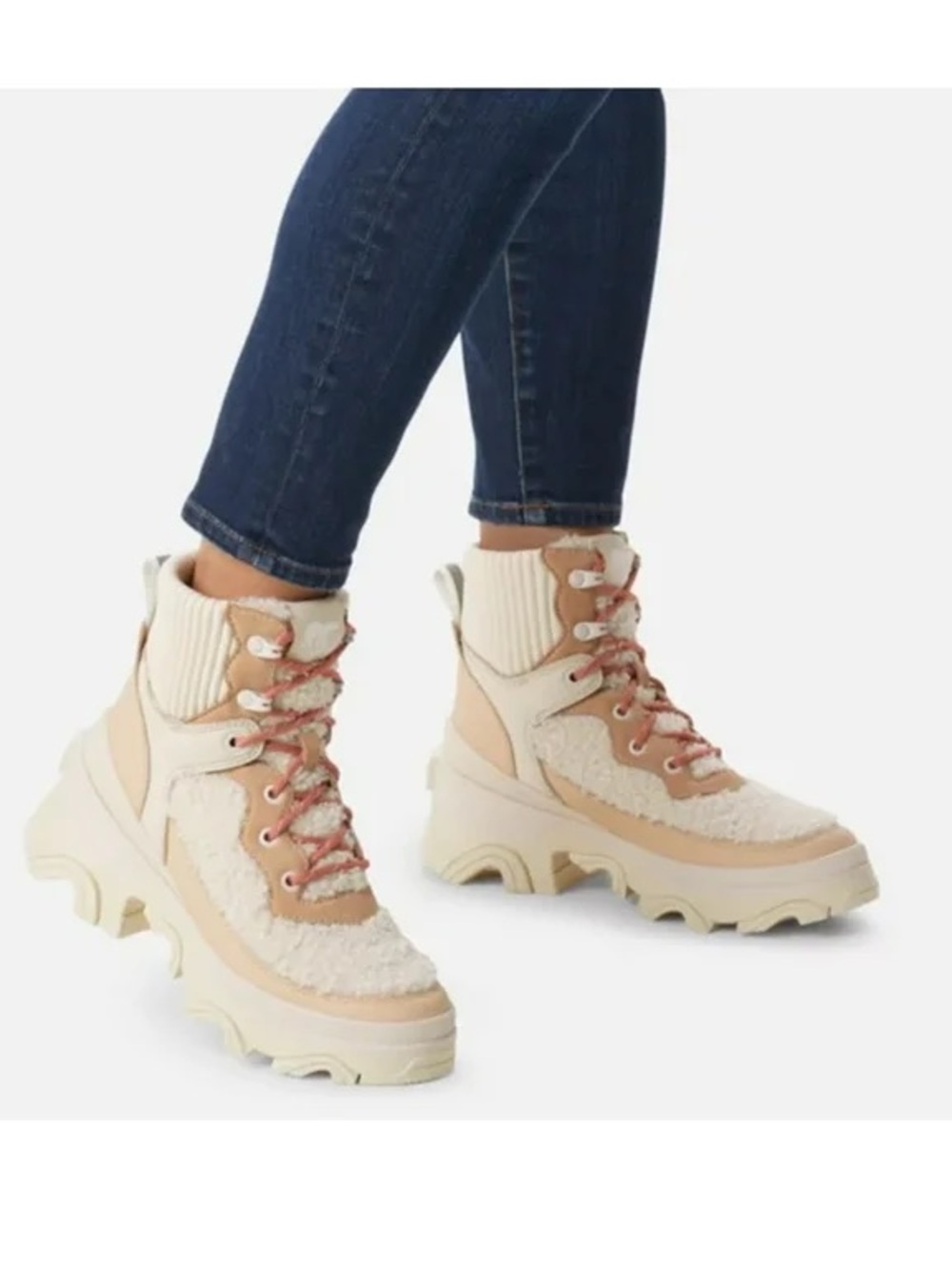 Sorel Fuzzy Coral and Cream Winter Boots